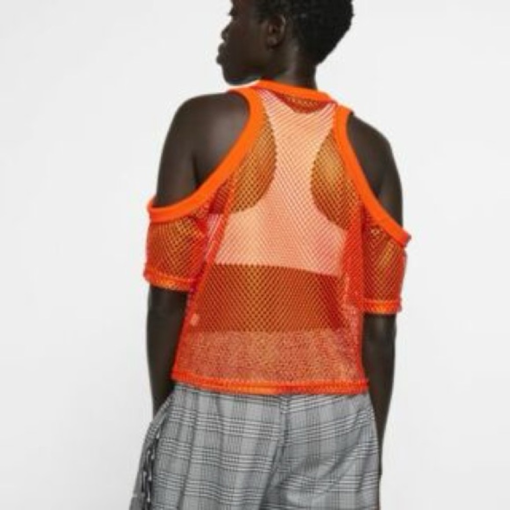 Nike AV8289-819 Women NikeLab Collection No Shoulder Mesh Top Orange Size MEDI